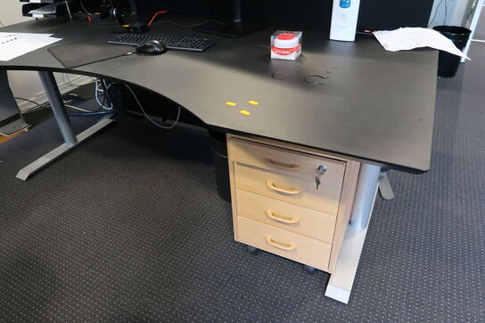 El. hæve/sænke skrivebord uden indhold med skuffemodul