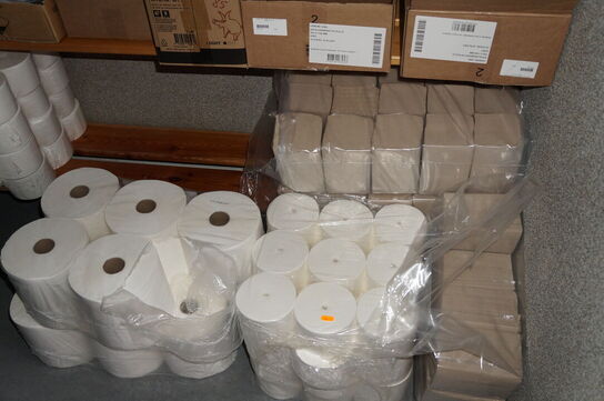 Parti papir, sæbe, handsker, m.v.