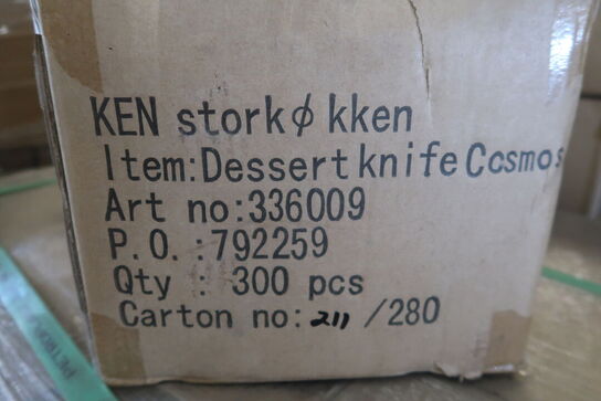 3 kasser (300 pr. stk.) Dessert/frokost kniv  L205 mm  COSMOS 336009