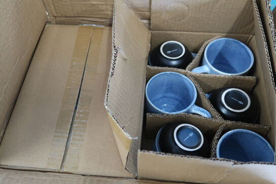 6 kasser (48 pr. stk.) Krus m/hank stabelbar blå 26 cl  KEN STORKØKKEN