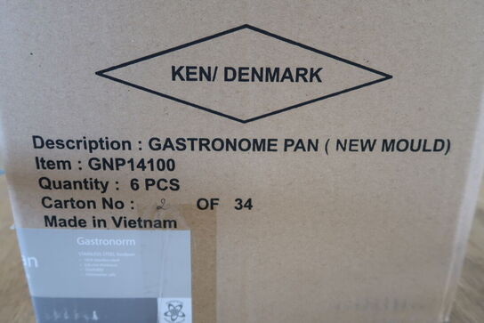 6 stk. Kantinebeholder-stål 1/4 GN   EHG