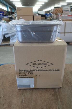 6 stk. Kantinebeholder-stål 1/4 GN   EHG