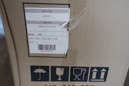 4 kasser (400 pr. stk.) Låg til  madbakker    DUNI  550 CC PP KAPAK