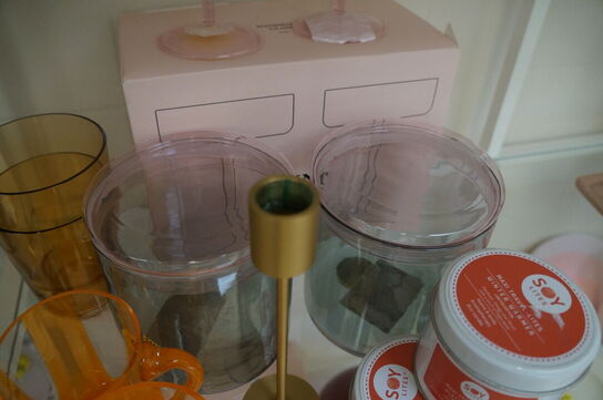 Diverse lysestager, glas, m.v.