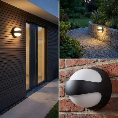 2 stk. akzent udendørs led væglampe ip65 aluminium sort d03(ubrugt)