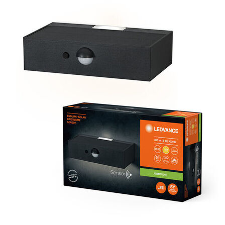 2 stk. ledvance endura led solcellelampe væglampe sort sensor ip65(ubrugt)