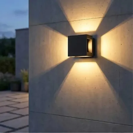 2 stk. akzent udendørs led væglampe ip54 aluminium sort(ubrugt)