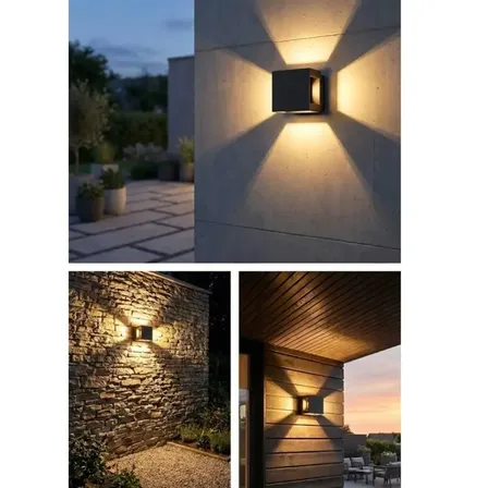 2 stk. akzent udendørs led væglampe ip54 aluminium sort(ubrugt)