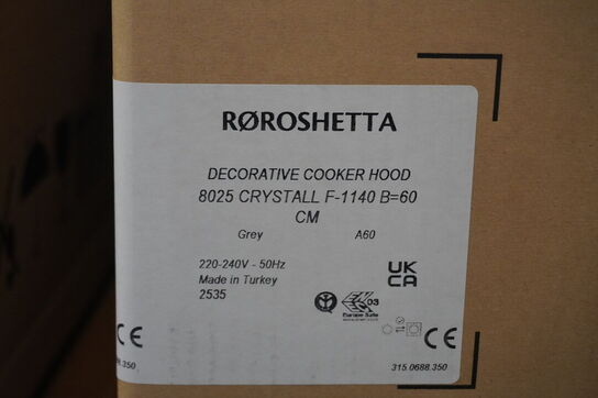 Emhætte - RØROSHETTA Crystall 1140, 60cm