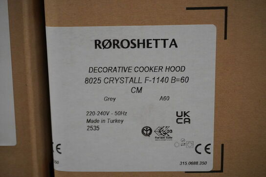 Emhætte - RØROSHETTA Crystall 1140, 60cm