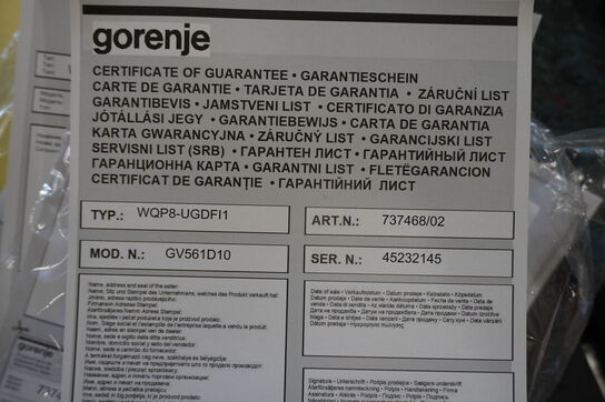 Opvaskemaskine GORENJE GV561D10