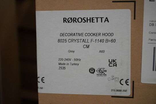 Emhætte - RØROSHETTA Crystall 1140, 60cm