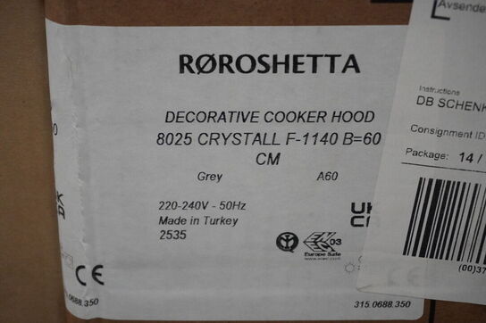 Emhætte - RØROSHETTA Crystall 1140, 60cm