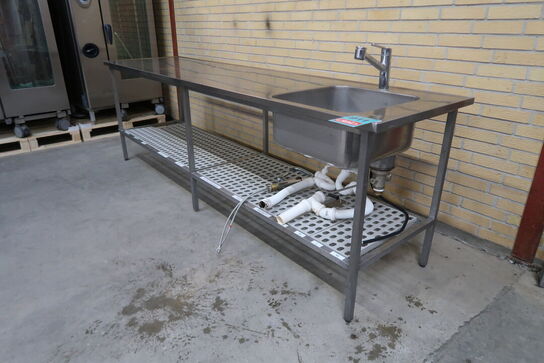 Rustfri stålbord med vask & underhylde