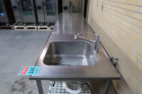 Rustfri stålbord med vask & underhylde