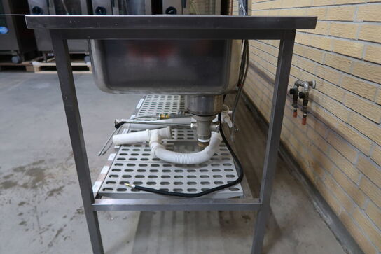 Rustfri stålbord med vask & underhylde