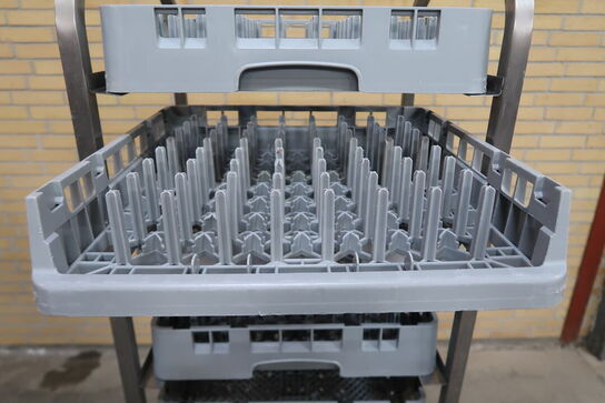 Kurvevogn med 10 stk. opvaskebakker