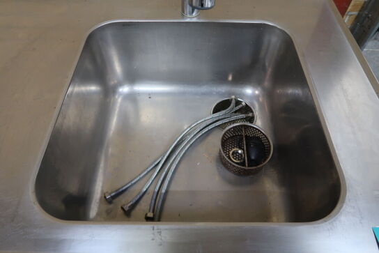 Rustfri stålbord med vask & underhylde