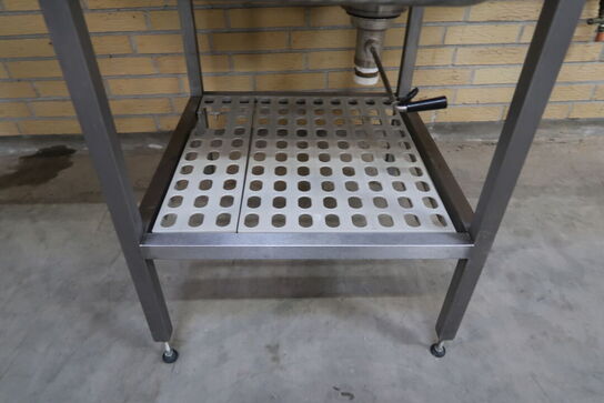 Rustfri stålbord med vask & underhylde