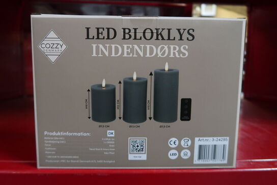 3 pk. Cozzy LED bloklys med fjernbetjening indendørs grøn 3 stk.