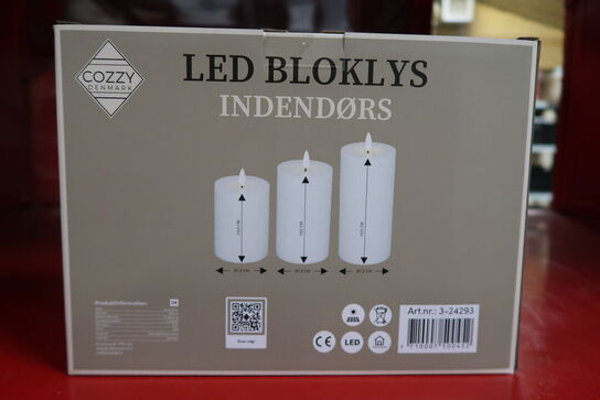 3 pk. Cozzy bloklys hvid 3 stk. med fjernbetjening