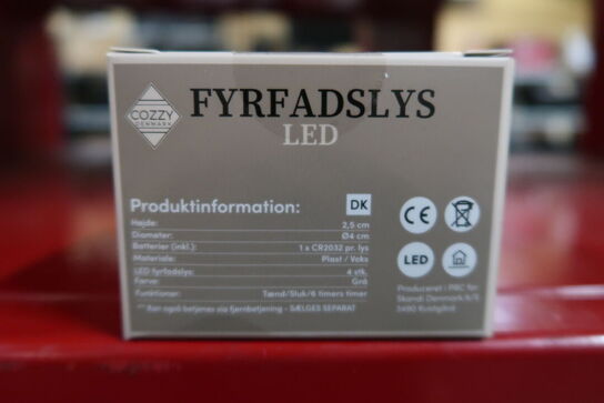 12 pk. Cozzy LED fyrfadslys 4 stk. grå