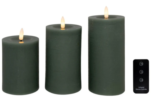 3 pk. Cozzy LED bloklys med fjernbetjening indendørs grøn 3 stk.