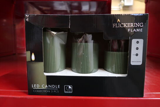 3 pk. Grøn LED lys sæt af 3 stk. med riller Ø7 cm