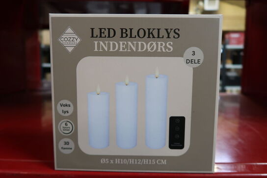 3 pk. Cozzy LED bloklys med fjernbetjening hvid 3 stk.
