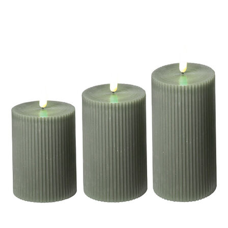 3 pk. Grøn LED lys sæt af 3 stk. med riller Ø7 cm