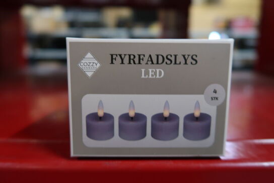 6 pk. LED fyrfadslys i stearin, rosa, 4 stk