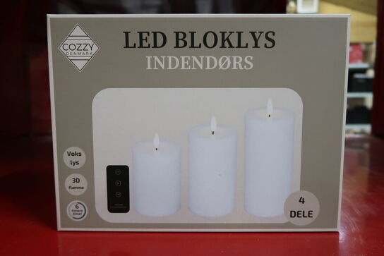 3 pk. Cozzy bloklys hvid 3 stk. med fjernbetjening