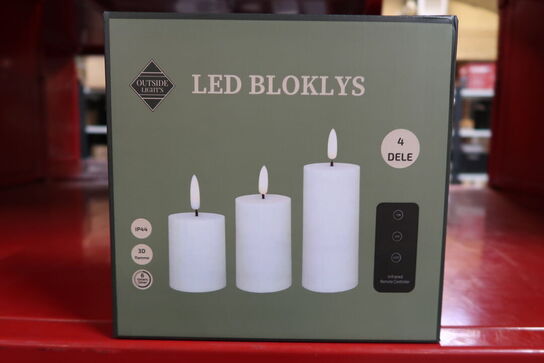 6 pk. Cozzy LED bloklys hvid med fjernbetjening udendørs 3 stk.