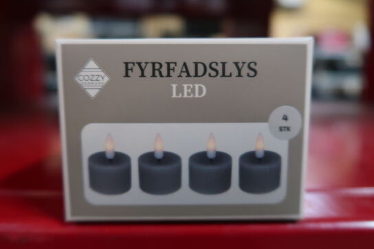 12 pk. Cozzy LED fyrfadslys 4 stk. grå