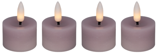 6 pk. LED fyrfadslys i stearin, rosa, 4 stk