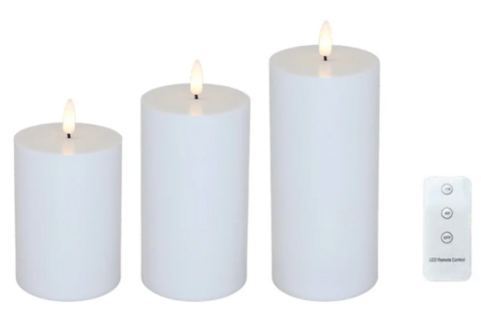 3 pk. Cozzy bloklys hvid 3 stk. med fjernbetjening