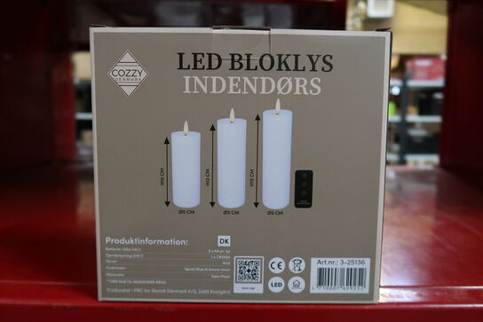 3 pk. Cozzy LED bloklys med fjernbetjening hvid 3 stk.