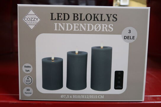 3 pk. Cozzy LED bloklys med fjernbetjening indendørs grøn 3 stk.