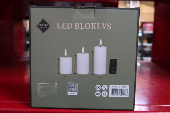 6 pk. Cozzy LED bloklys hvid med fjernbetjening udendørs 3 stk.