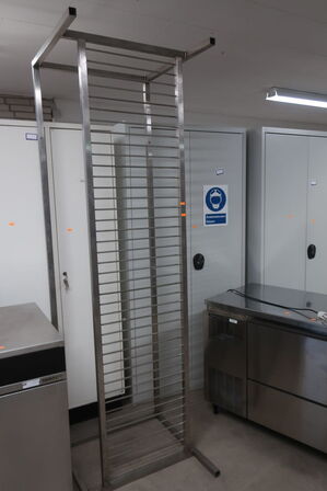 Stel til bord m.v. i rustfri stål ca. 210 cm bred