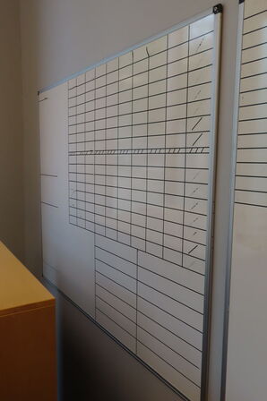 2 stk. Whiteboards + kommode