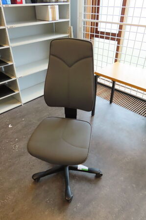 Reol med indhold + bord & stol