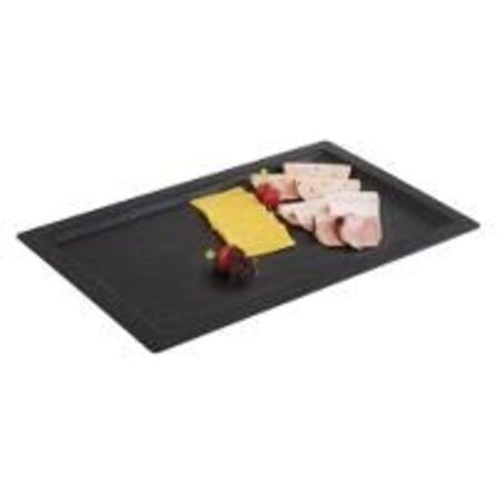 4 stk. Fad 1/1 GN melamin med kant sort Skifer look