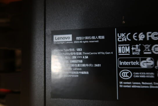 2 stk. computerskærme LENOVO, HP, tastatur, mus, computer LENOVO 12E3