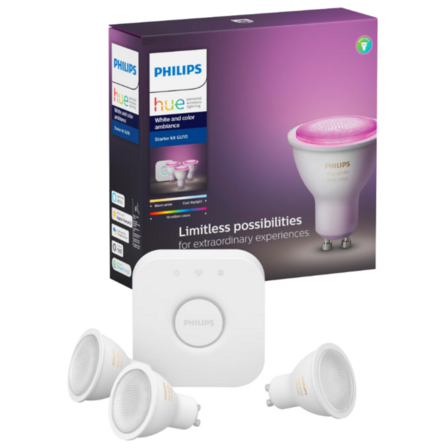 Philips Hue White and Colour Ambiance sæt 6W GU10