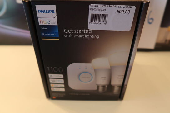 Philips Hue White startsæt 2 x E27 9,5 W inkl. Hue Bridge