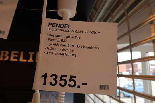 Belid Primus IV Pendel Ø28 Glossy White/Chrome 