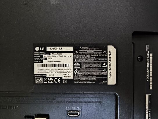 4 stk. TV LG 43UQ7506LF med 1 stk. fjernbetjening