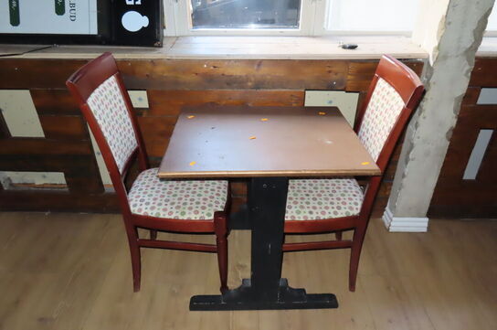 Restaurantbord m. 2 stole - 75x75x75 cm