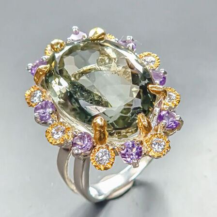 Eksklusivt håndfremstillet unika ring af guld og hvidguldbelagt sterlingsølv